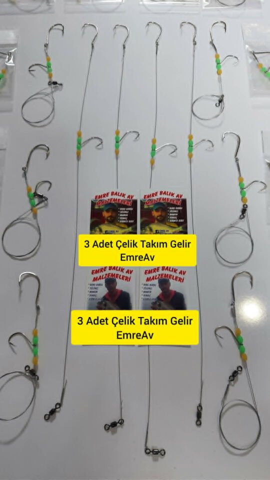 Çelik Telli Lüfer Kofana Levrek Granyoz Takımı 3 Adet Gelir