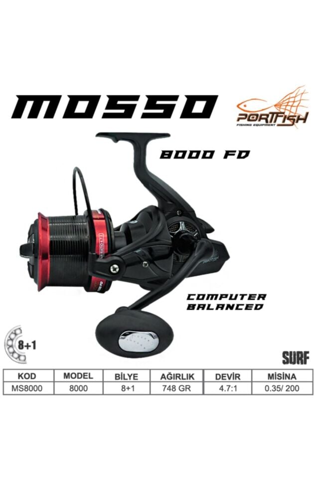 Portfish Mosso Model 8000 Fd Balıkçı Surf Olta Makinası 8+1 Bb